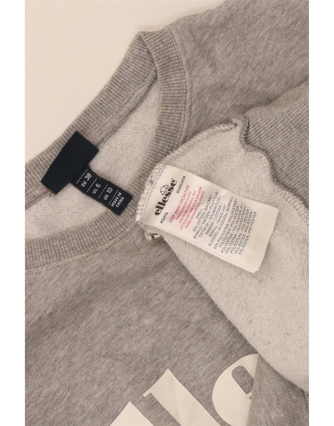 Женский джемпер оверсайз с рисунком Ellesse UK 10, маленький серый в крапинку