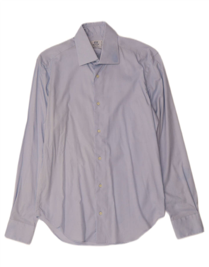 BOGGI Mens Milano Custom Fit Shirt Size 15 1/2 39 Medium Blue Vintage Boggi and Second-Hand Boggi from Messina Hembry 