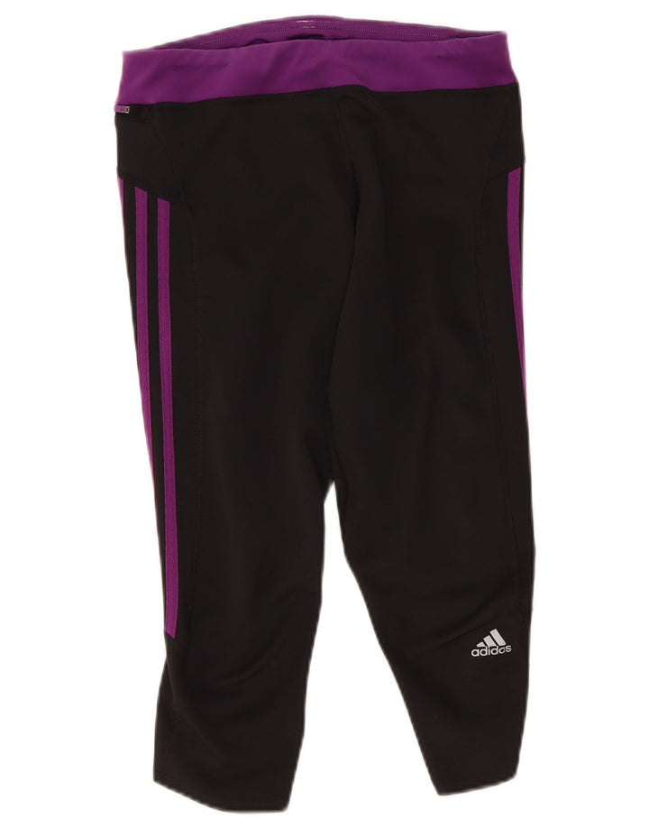 Женские леггинсы-капри Adidas Climalite UK 12, средние черные с цветными блоками