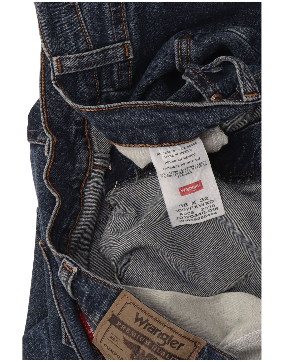 Мужские прямые джинсы Wrangler W38 L32 синие, хлопок