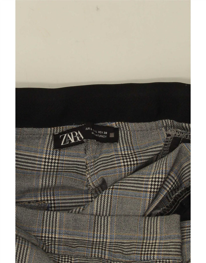 Zara Женские узкие укороченные брюки большие W30 L25 серые в клетку