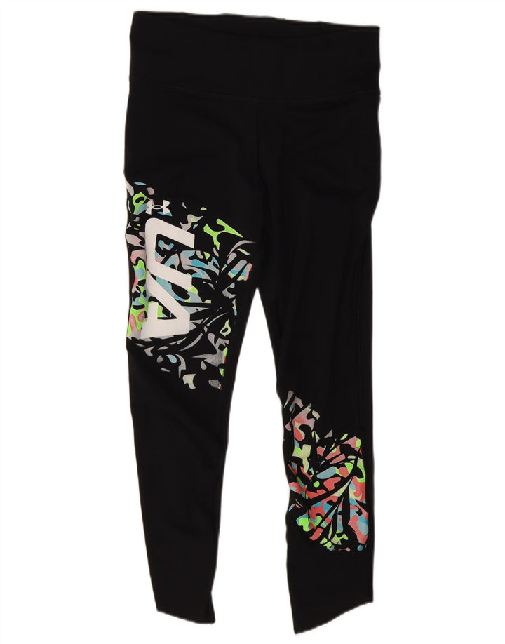 Женские леггинсы Under Armour Heat Gear с абстрактным узором, Великобритания 12, средний черный цвет