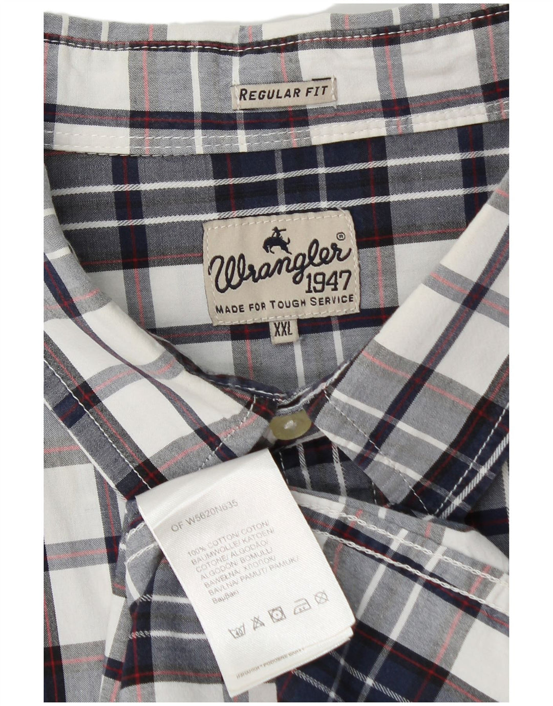 Мужская рубашка стандартного кроя Wrangler 2XL, темно-синяя клетка, хлопок