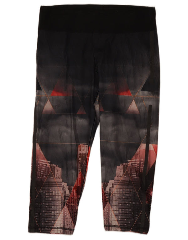 Женские леггинсы Adidas Climalite с рисунком UK 12/14, средние, черные с геометрическим рисунком