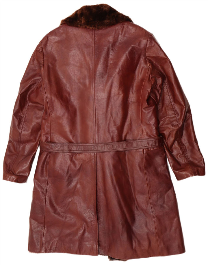 Винтажное мужское кожаное пальто из овчины UK 38, кожа среднего коричневого цвета
