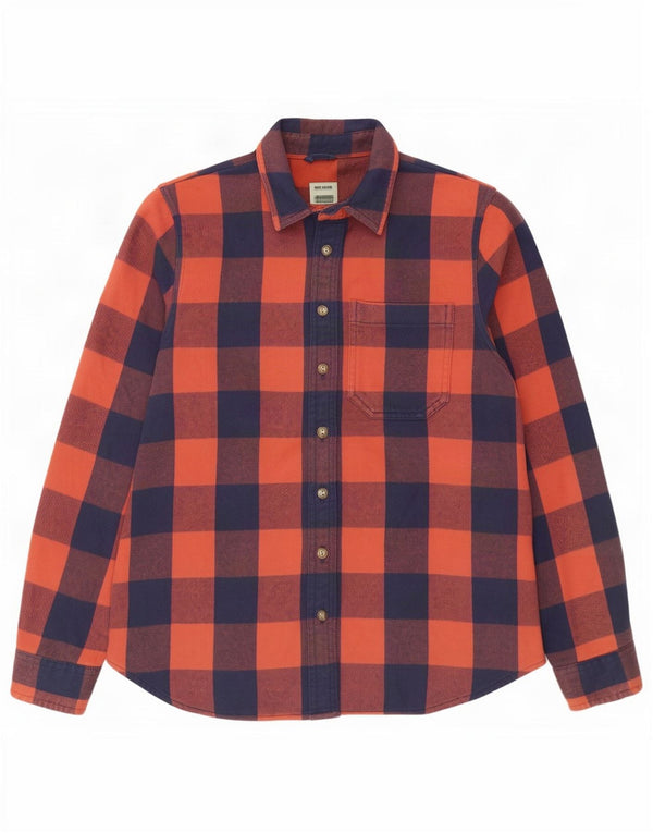 Женская фланелевая рубашка оверсайз L.L.Bean UK 6 XS оранжевая в мелкую клетку из хлопка