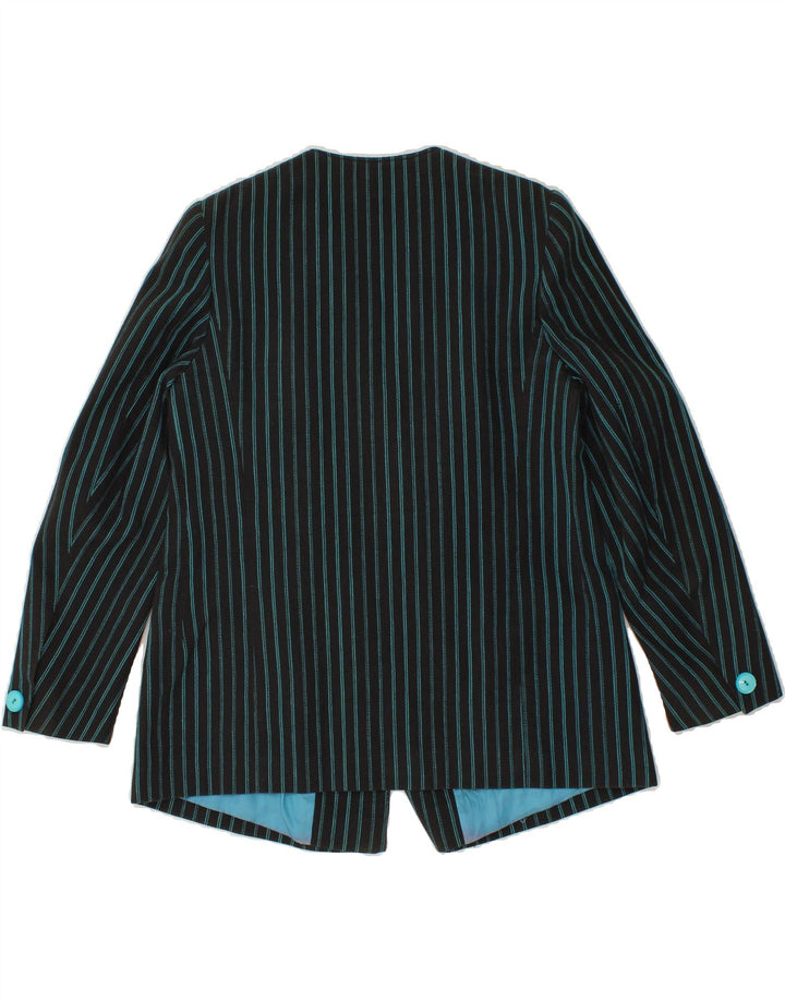 VINTAGE Womens 1 Button Blazer Jacket IT 46 Large Blue Striped Vintage Vintage and Second-Hand Vintage from Messina Hembry 