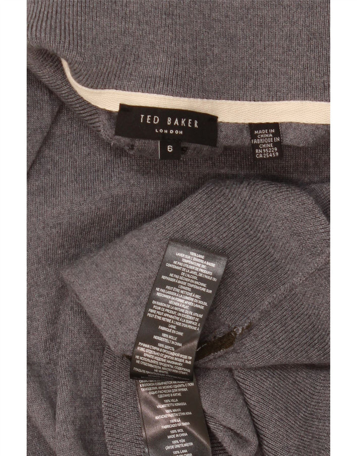 Мужской джемпер с воротником на молнии TED BAKER, размер 6, 2XL, серая шерсть