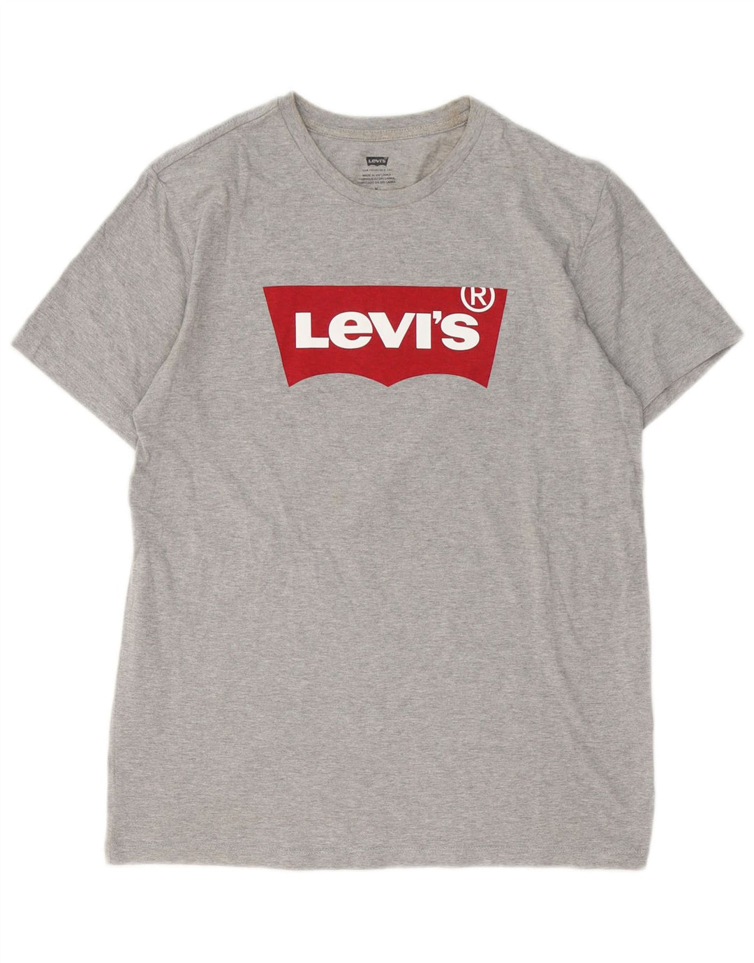 Мужская футболка с рисунком Levi's, хлопковый топ среднего серого цвета с крапинками