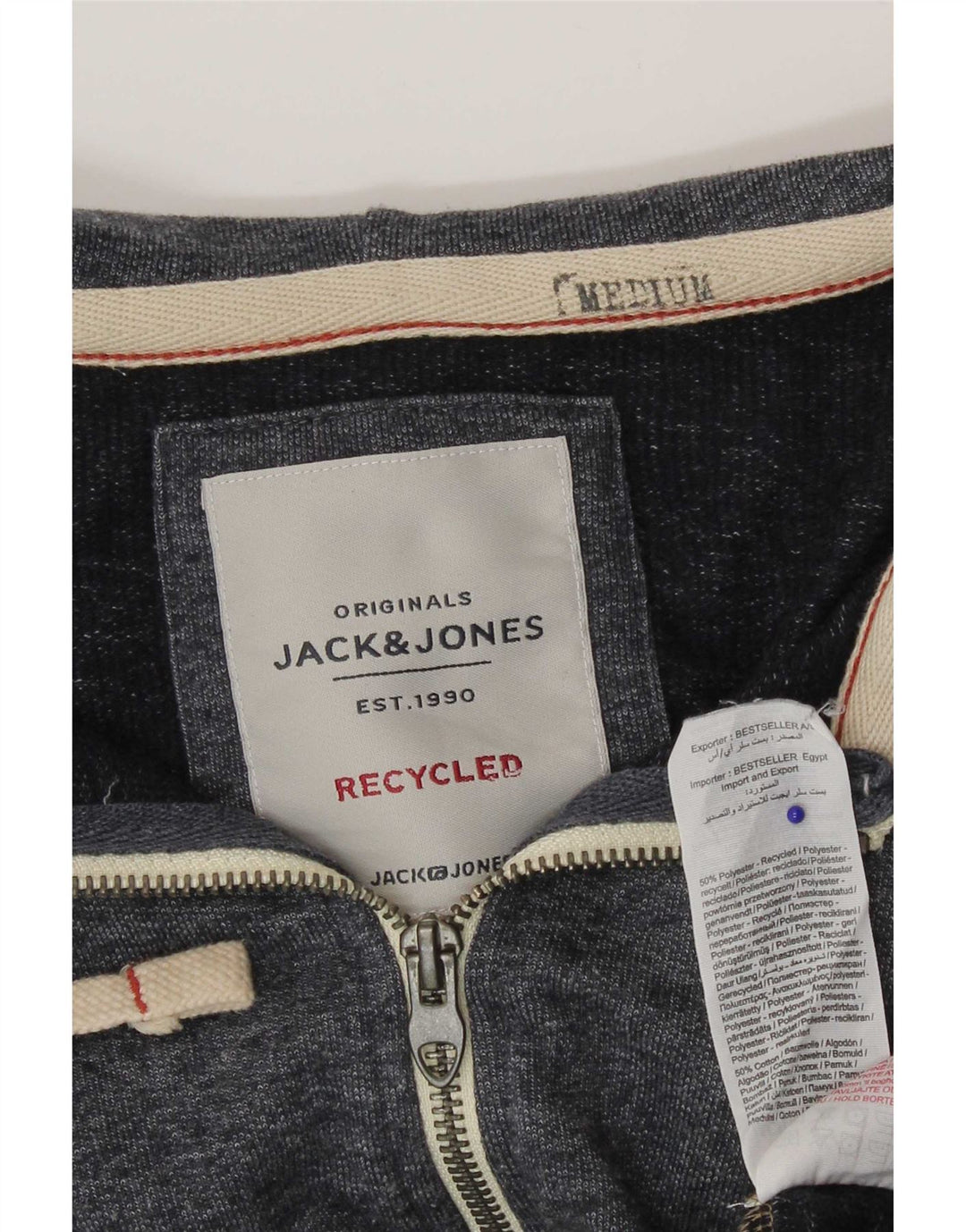 Мужской свитер с капюшоном на молнии Jack & Jones, средний серый полиэстер с крапинками