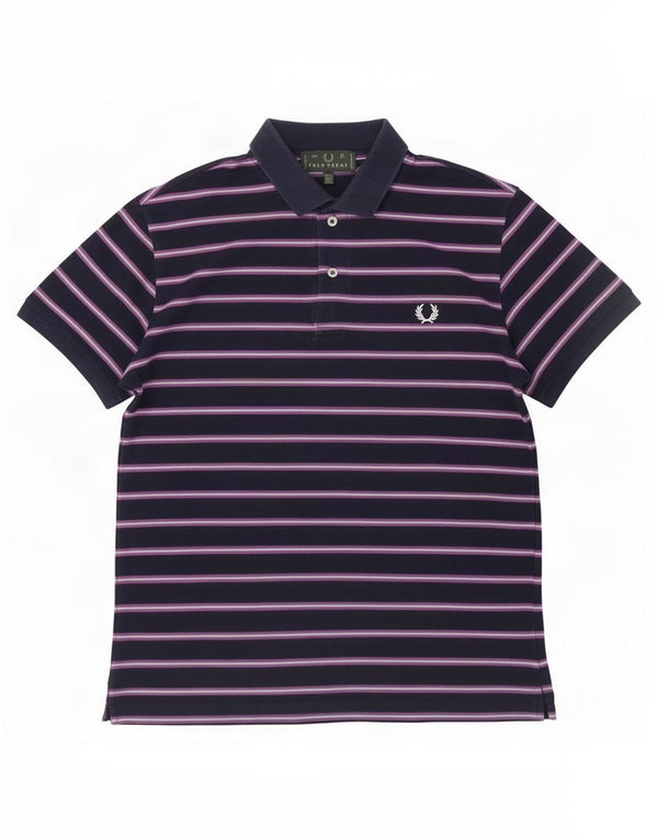 Мужская рубашка поло Fred Perry, хлопковая темно-синяя полоска большого размера