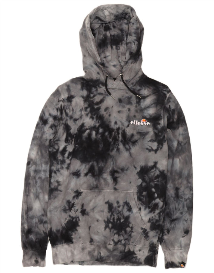 ELLESSE Mens Hoodie Jumper Small Grey Tie Dye Cotton