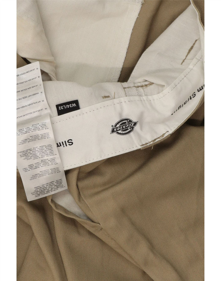 DICKIES Мужские узкие прямые брюки-чинос W34 L32 бежевого цвета из полиэстера