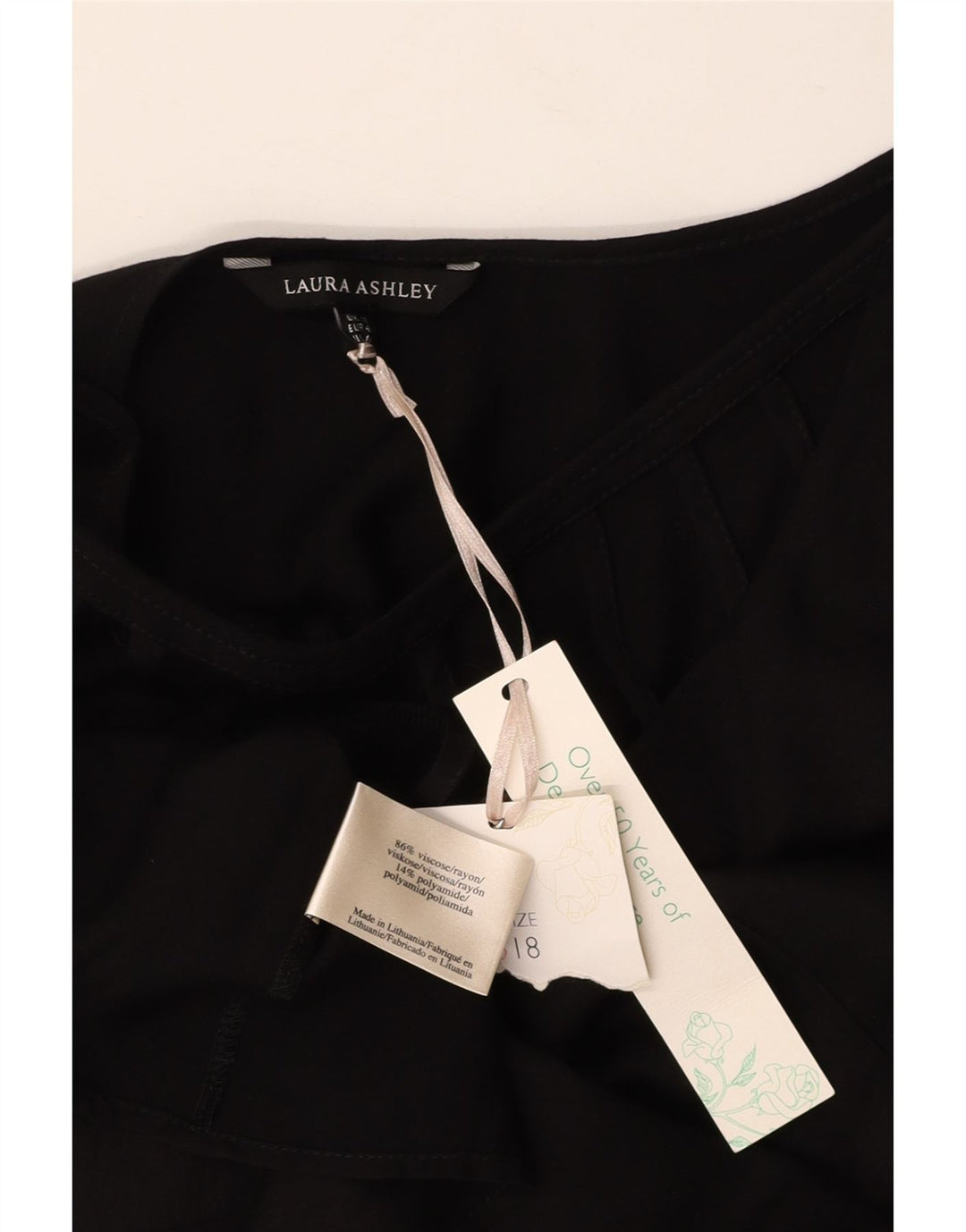 LAURA ASHLEY Женская блузка без рукавов, топ UK 18 XL, черная вискоза