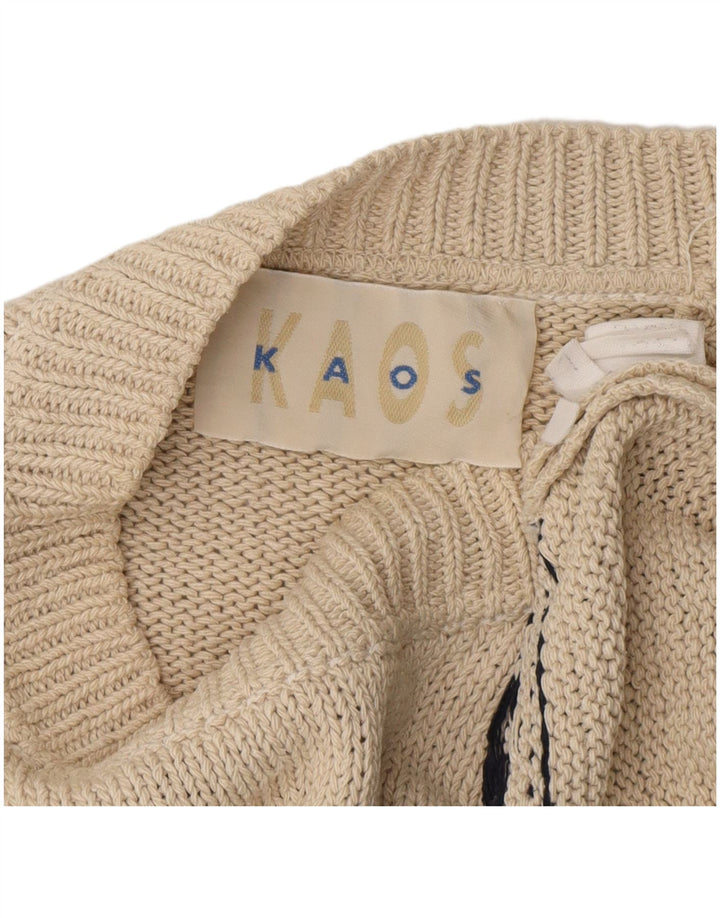 Мужской джемпер с круглым вырезом KAOS, большой белый жаккардовый узор