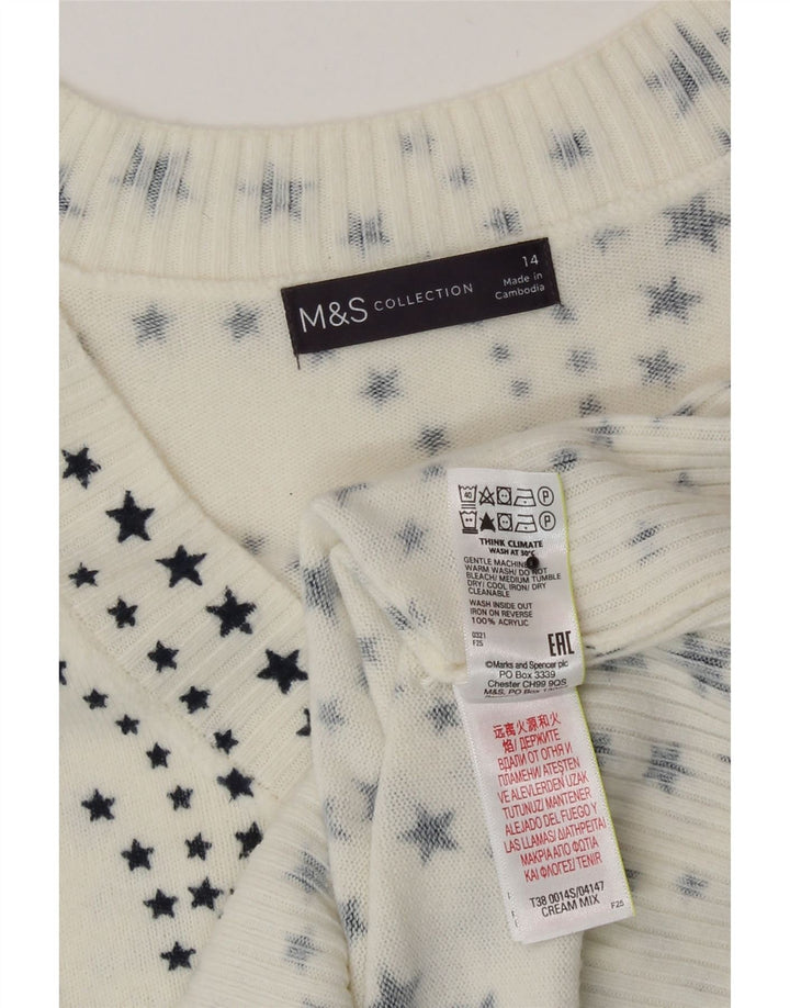 Женский джемпер с v-образным вырезом Marks & Spencer UK 14, большой белый