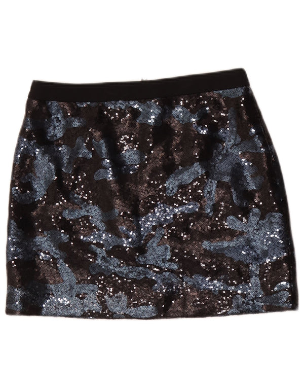 Женская мини-юбка Ted Baker, размер 1 XS W28, черная камуфляжная вискоза