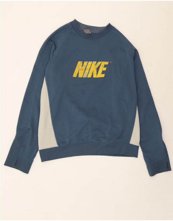 Мужской джемпер с рисунком Nike UK 42/44, большой темно-синий с цветными блоками