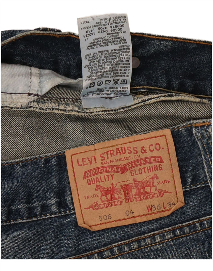 Мужские прямые джинсы LEVI'S 506 W36 L34 синие, хлопок