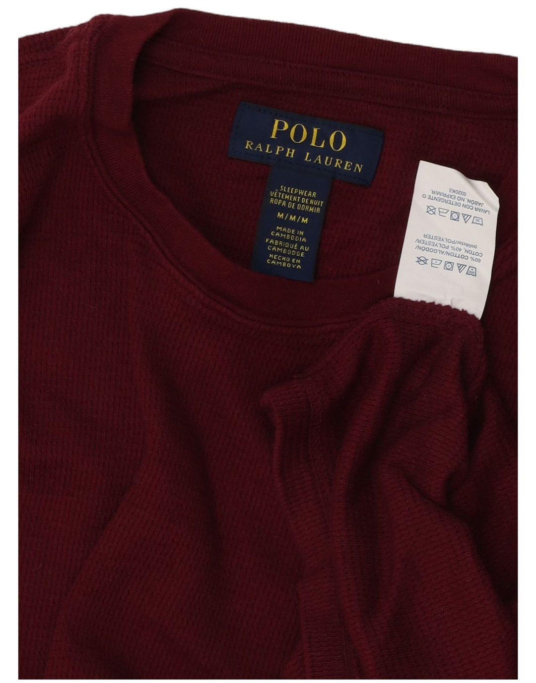 POLO RALPH LAUREN Мужской топ с длинными рукавами, средний темно-бордовый хлопок