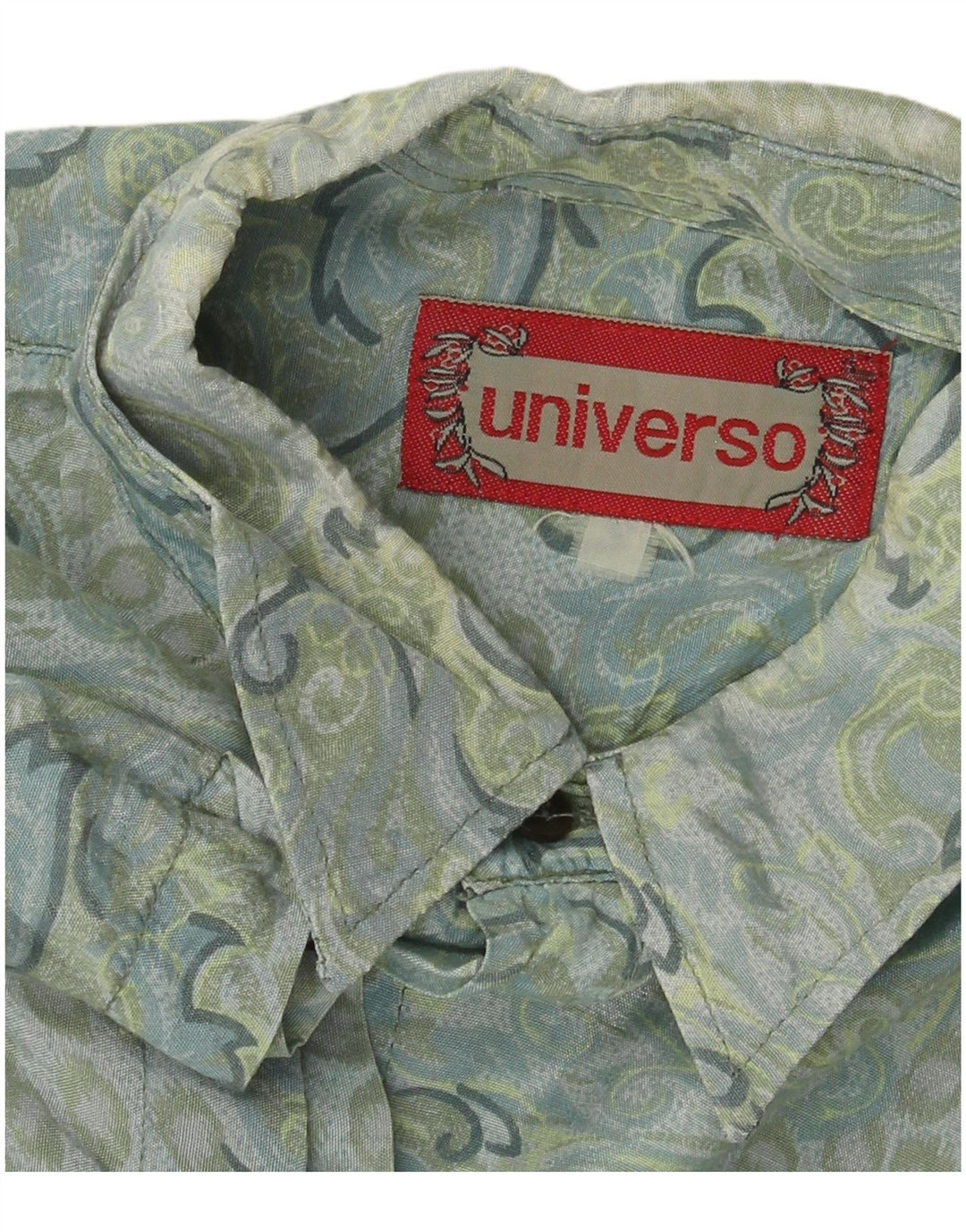 Винтажная мужская рубашка с коротким рукавом XL, синяя с пейсли