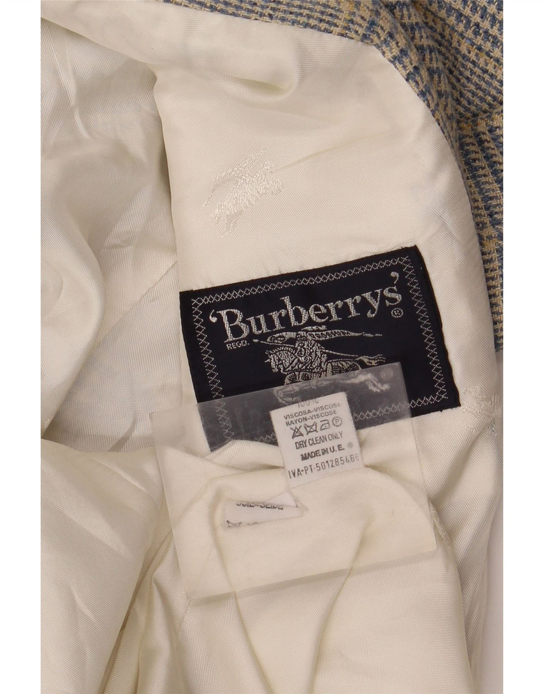 Женский пиджак Burberrys на 3 пуговицах UK 12, средний синий с узором «гусиные лапки»