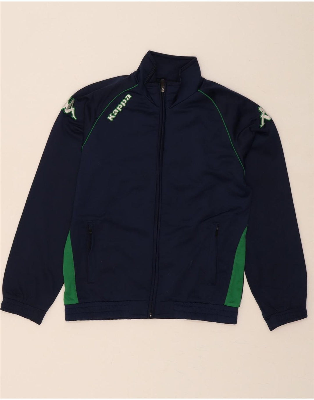 KAPPA Boys Graphic Tracksuit Top Jacket 9-10 Years Navy Blue Colourblock Vintage Kappa and Second-Hand Kappa from Messina Hembry 