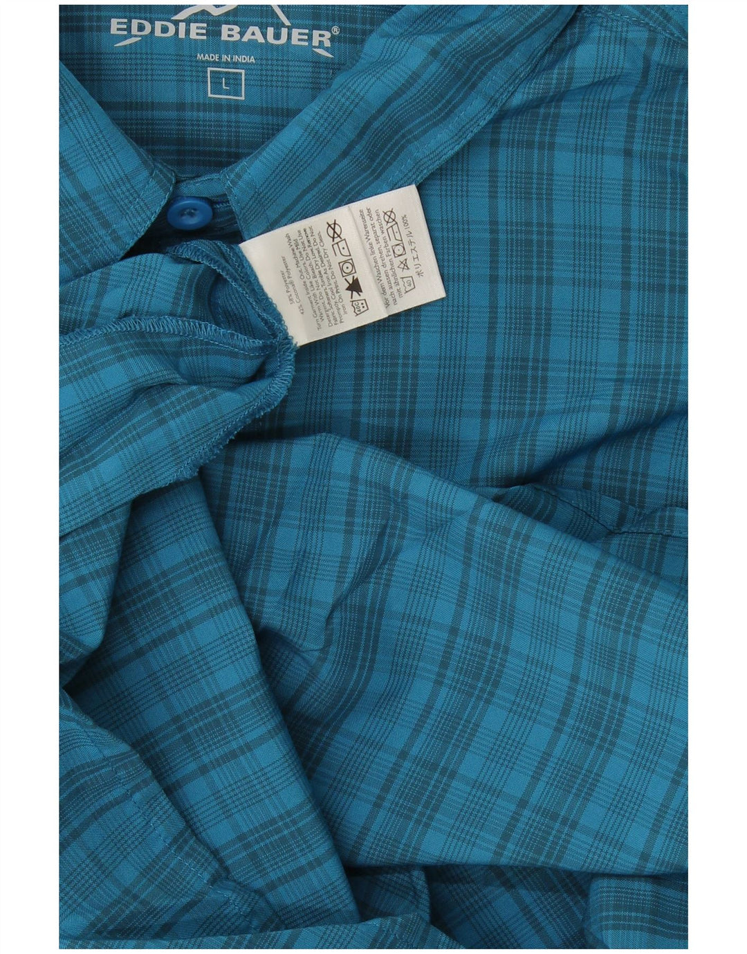 Мужская рубашка с коротким рукавом Eddie Bauer, большая синяя клетка из полиэстера