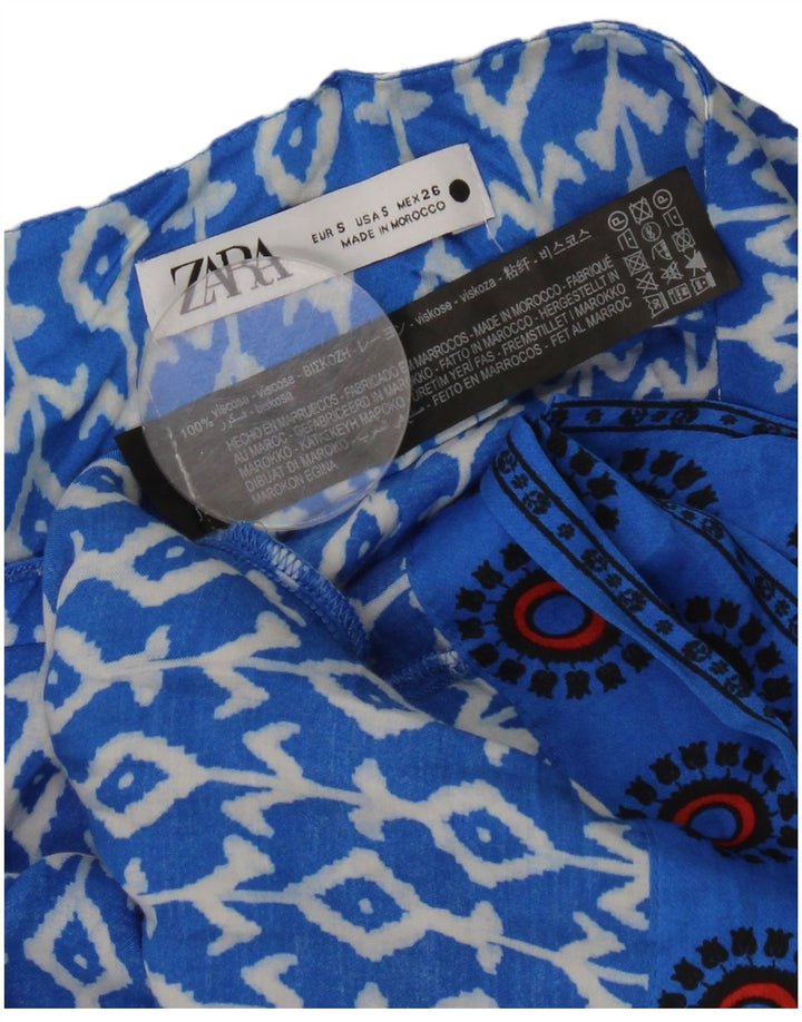 Женская юбка с запахом Zara, маленькая W26, синяя, вискоза с геометрическим рисунком