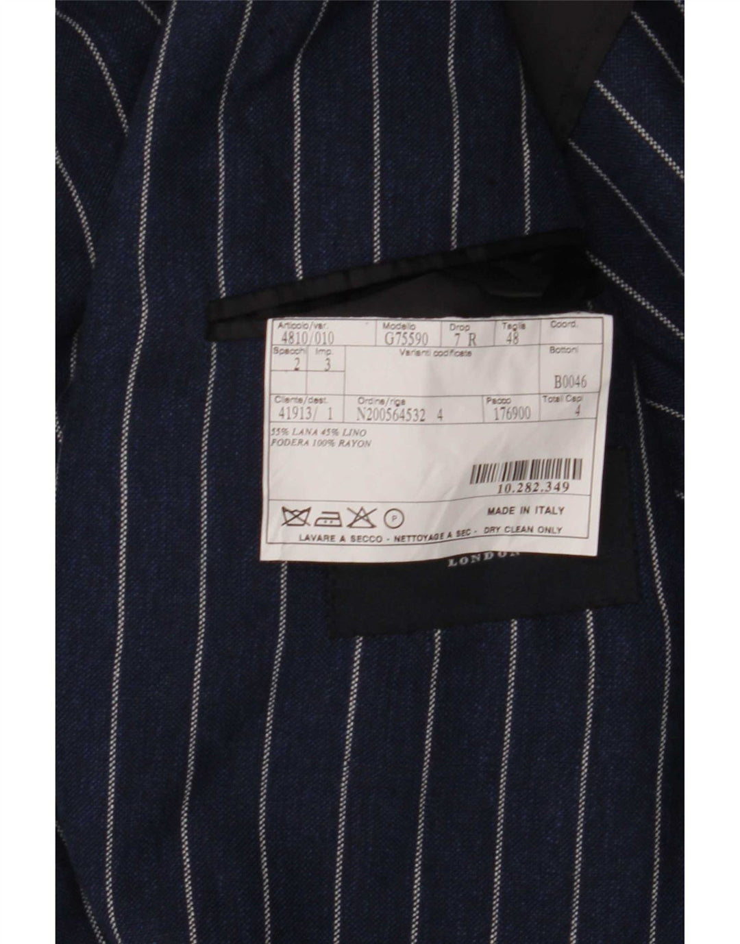 Мужской пиджак Burberry с 2 пуговицами IT 48, средний темно-синий в тонкую полоску, шерсть