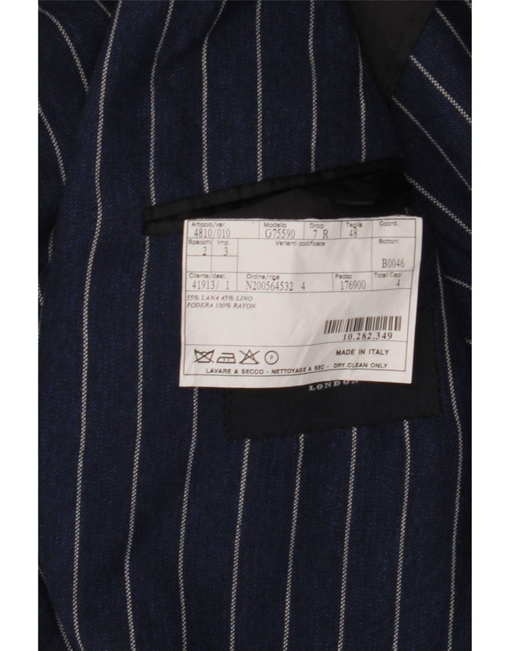 Мужской пиджак Burberry с 2 пуговицами IT 48, средний темно-синий в тонкую полоску, шерсть