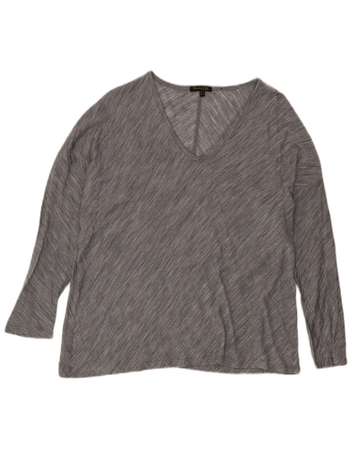 Женский топ оверсайз Massimo Dutti с рукавом 3/4 UK 10, маленький серый в полоску