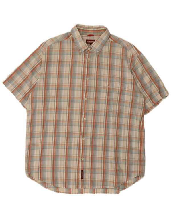 Мужская рубашка с коротким рукавом Carrera 2XL, бежевая клетка, хлопок