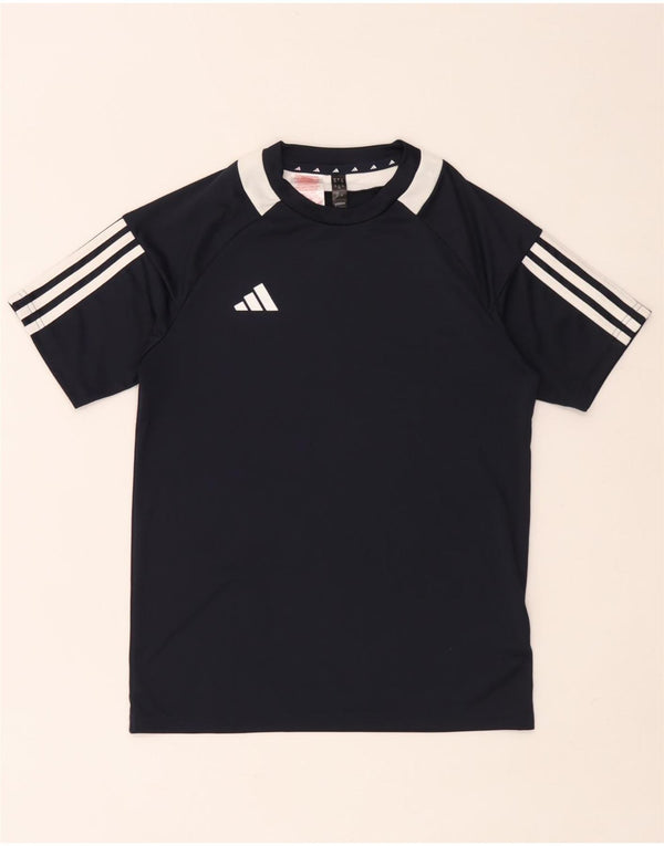 Футболка Adidas Aeroready для мальчиков, топ 13–14 лет, темно-синий с цветными блоками