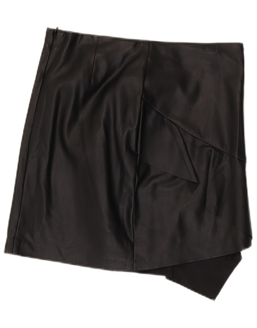 Женская асимметричная кожаная юбка Sisley UK 12 Medium W30, черная, полиэстер