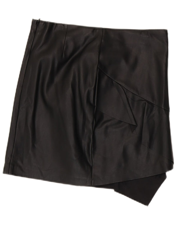 Женская асимметричная кожаная юбка Sisley UK 12 Medium W30, черная, полиэстер