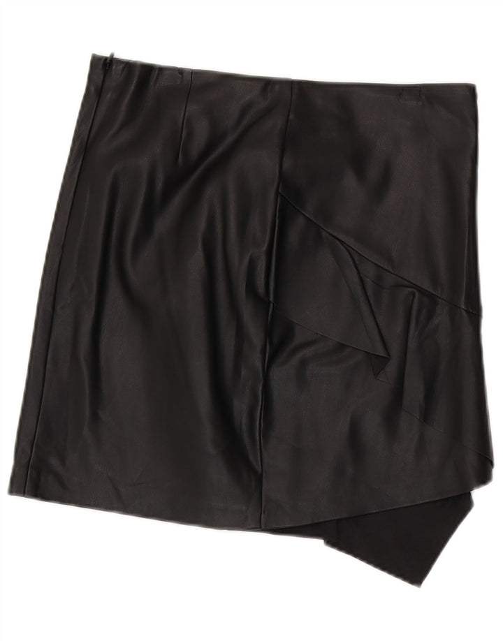 Женская асимметричная кожаная юбка Sisley UK 12 Medium W30, черная, полиэстер