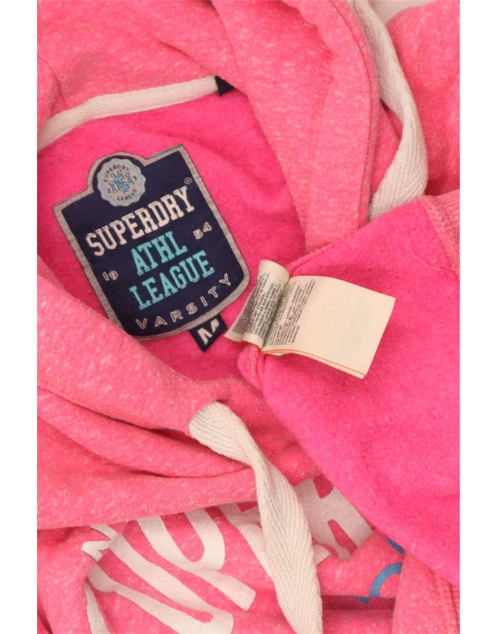 Женский джемпер с капюшоном Superdry UK 14, полиэстер среднего розового цвета