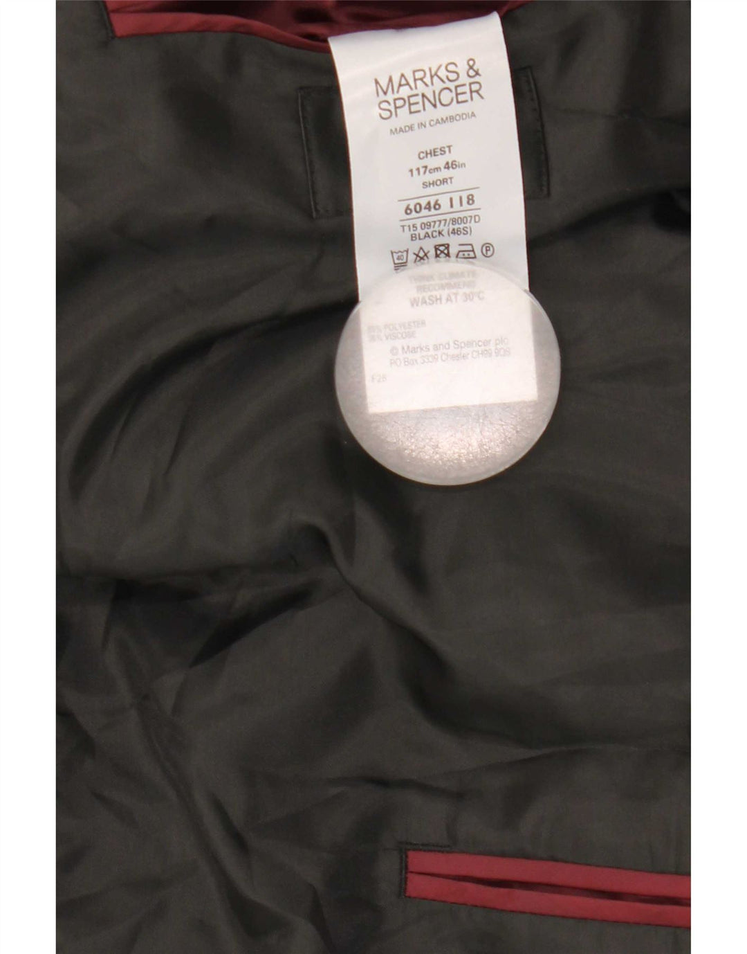 Мужской пиджак на двух пуговицах Marks & Spencer UK 46 XL, черный с цветными блоками