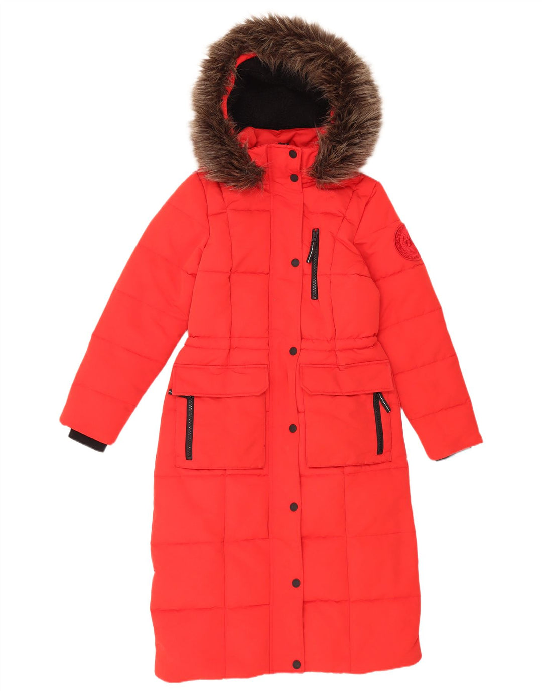 Женское стеганое пальто с капюшоном Superdry UK 8, маленький красный полиэстер