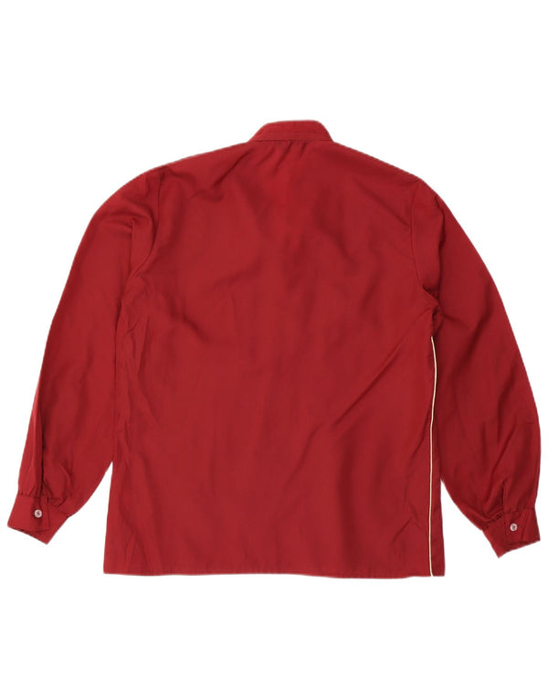 Vintage Womens Long Sleeve Blouse Top UK 16 Large Burgundy Polyester