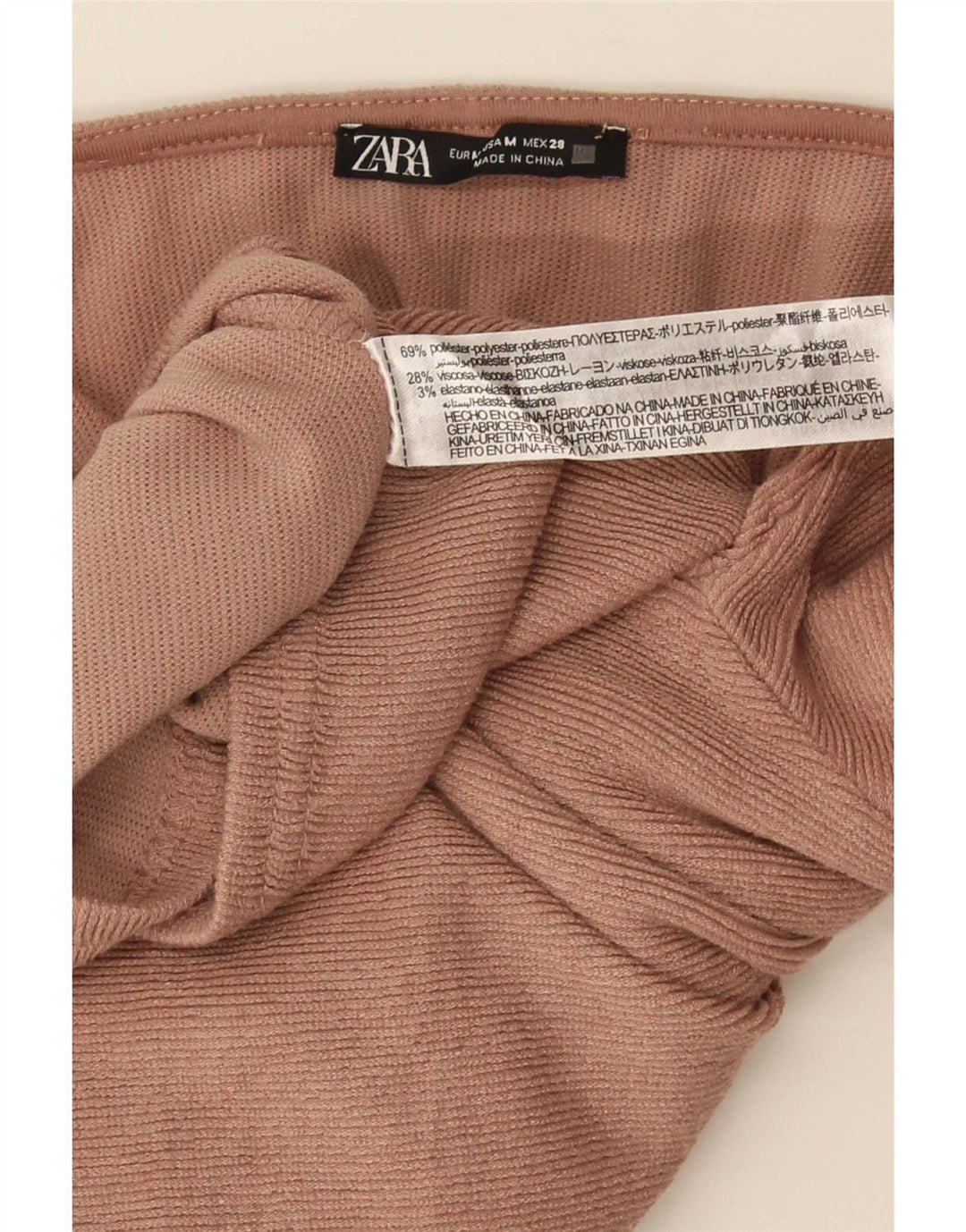 Женский укороченный топ Zara с длинным рукавом UK 12, средний коричневый полиэстер