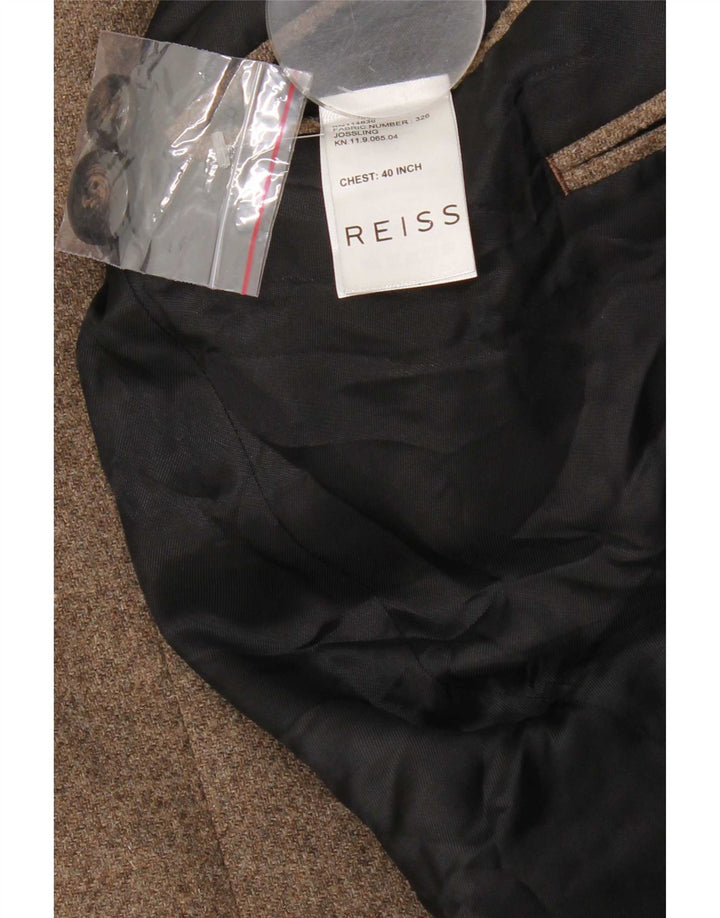 Мужской пиджак Reiss на 4 пуговицах UK 40, большой, коричневый, шерстяной