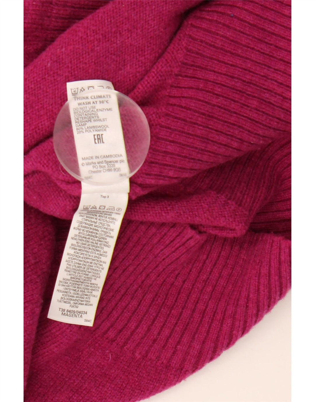 Женский джемпер с высоким воротником Marks & Spencer, Великобритания 16, большой розовый из овечьей шерсти