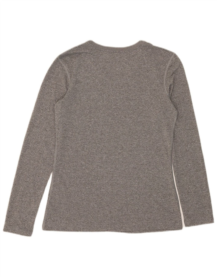 Женский топ NIKE Dri Fit с длинным рукавом UK 10, маленький серый полиэстер с крапинками