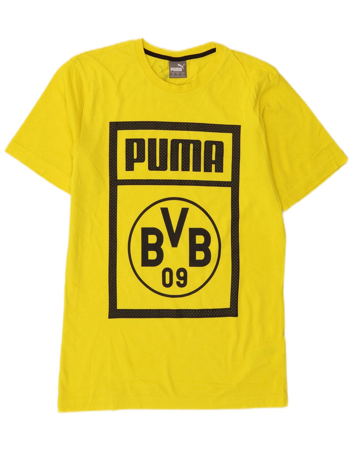 Мужская футболка с рисунком Puma, хлопковый топ среднего желтого цвета