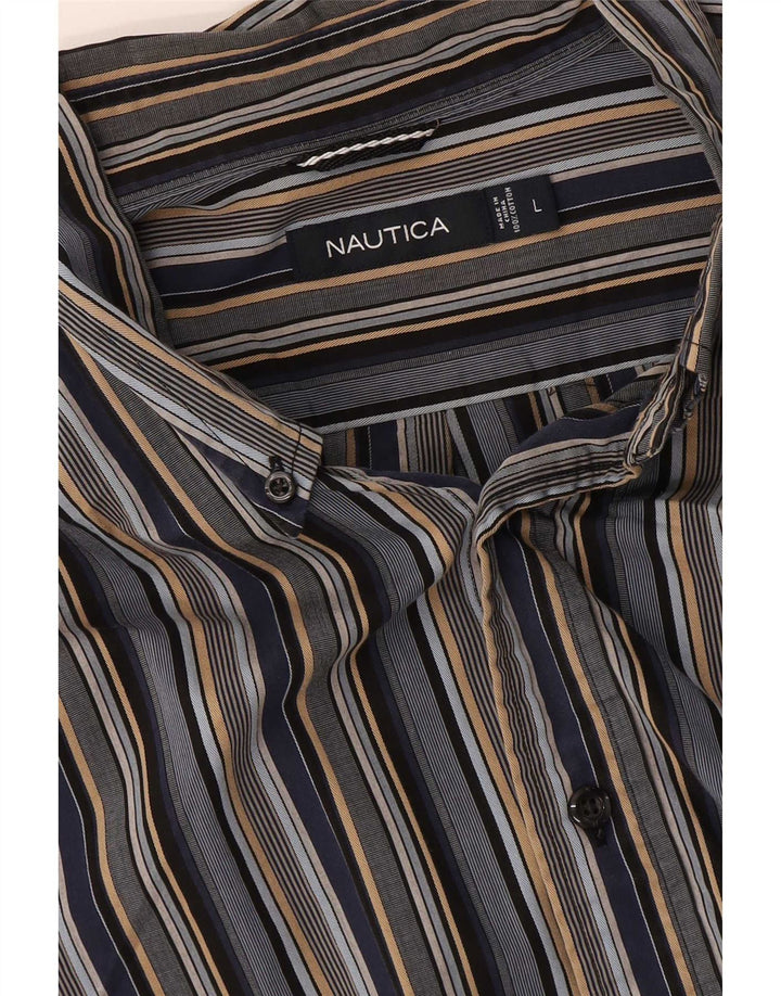 Мужская рубашка Nautica, большая хлопковая полоска в разноцветную полоску