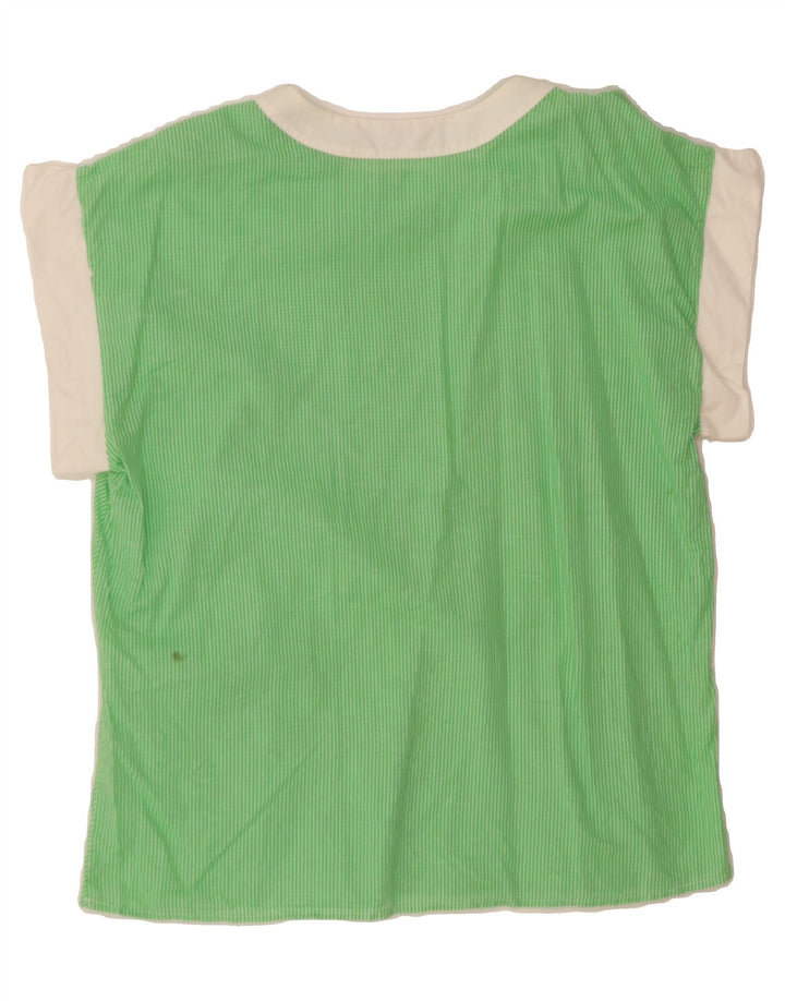 BENETTON Womens Blouse Top IT 44 Medium Green Pinstripe Cotton Vintage Benetton and Second-Hand Benetton from Messina Hembry 