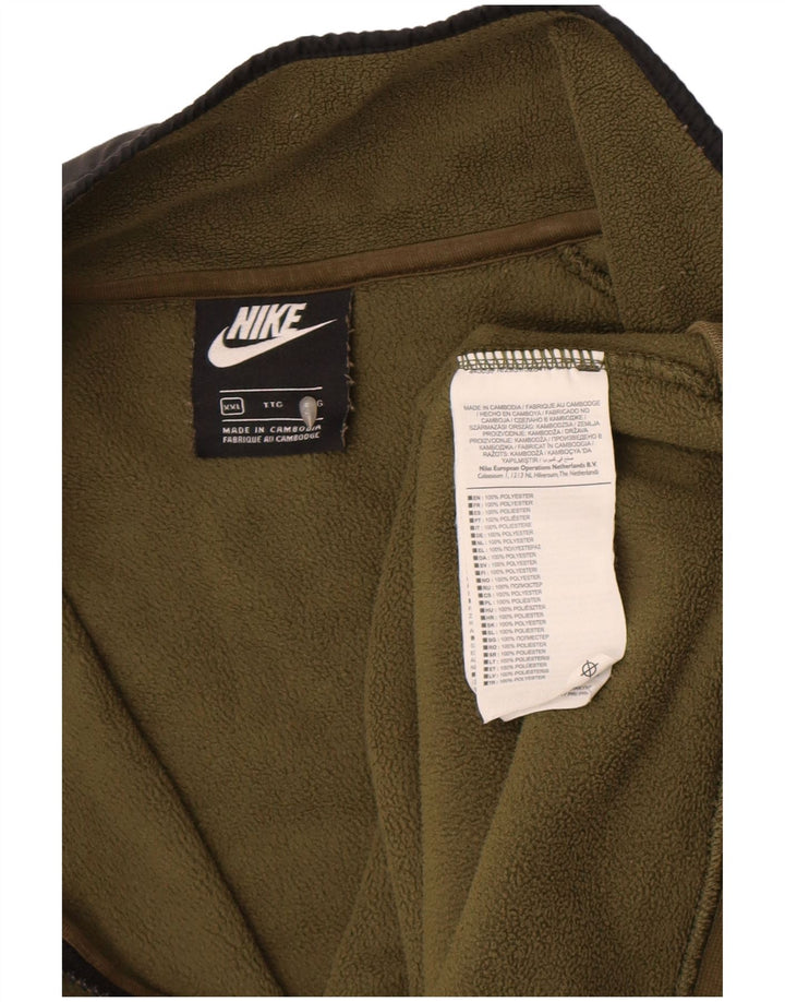 Мужской флисовый джемпер с воротником на молнии Nike 2XL, цвет хаки, полиэстер с цветными блоками