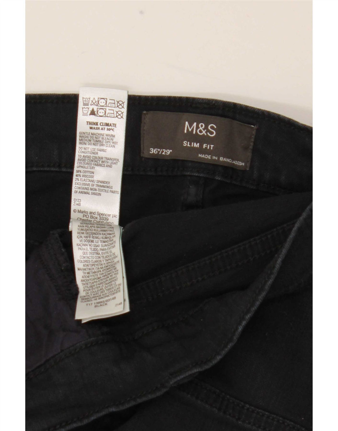 Мужские узкие джинсы Marks & Spencer W36 L29, черный хлопок